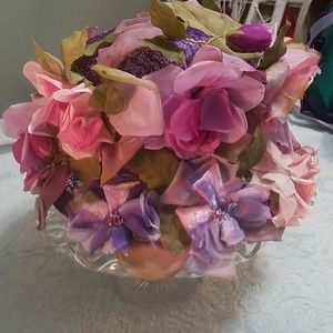 Vintage Purple hat with silk flowers  by MAY Co